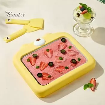 Ручная машина для приготовления мороженого, неэлектрическая машина для приготовления йогурта и щербета со скребком, портативный инструмент для приготовления десертов для детей и семейного отдыха, экологически чистый жёлтый