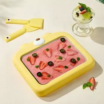 Ручная машина для приготовления мороженого Yousheng, неэлектрическая машина для приготовления йогурта и щербета со скребком, портативный инструмент для приготовления десертов для детей и семейного отдыха жёлтый