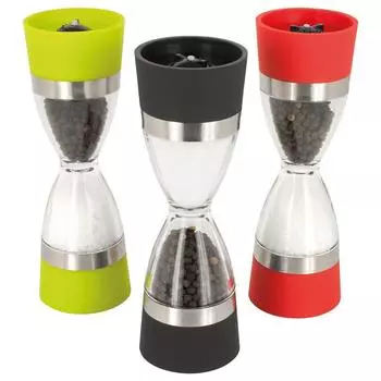 Ручная мельница для перца с двойной головкой Hourglass, двухкомпонентная мельница для перца 2 в 1, пластиковый прозрачный инструмент для свежемолотого перца