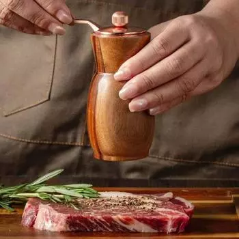 Ручная мельница для перца Современная ручная мельница с корпусом из акации и металлической ручкой 4Inch