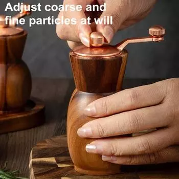 Ручная мельница для перца, современная ручная мельница с корпусом из акации, металлической ручкой, керамическими лезвиями, ретро-мельница для соли для кухни 4Inch
