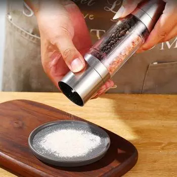 Ручная мельница для специй из нержавеющей стали, регулируемый керамический сердечник, прозрачный видимый ручной инструмент для измельчения соли и перца, бутылка для приправ, кухонные гаджеты серебряный