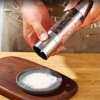 Ручная мельница для специй из нержавеющей стали, регулируемый керамический сердечник, прозрачный видимый ручной инструмент для измельчения соли и перца, бутылка для приправ, кухонные гаджеты серебряный