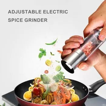 Ручная мельница для специй из нержавеющей стали, регулируемый керамический сердечник, прозрачный видимый ручной инструмент для измельчения соли и перца, бутылка для приправ, кухонные гаджеты серебряный