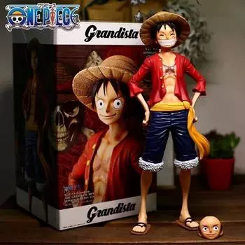 Ручная модель аниме смеющийся Луффи One Piece может изменить лицо супер большой Луффи улыбка группа дети коллекция игрушек 1pc