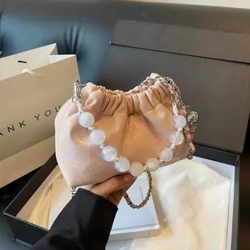 Ручная модная сумка-ведро с бантом для женщин, корейское издание, простая сумка на плечо, летняя модная сумка через плечо, 2024 г.