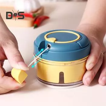 Ручная мясорубка для чеснока, портативная портативная дробилка для фруктов и овощей, ресторанный инструмент жёлтый/синий