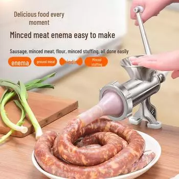 Ручная мясорубка и колбасница — ручной инструмент для измельчения мясного фарша. Thickened hand-push model with 3 enema tubes
