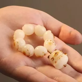 Ручная нить Белый корень Бодхи Ручное скручивание Обжарка на древесном угле Нить с кошачьим когтем Обертывание кончика пальца Мягкая ручка из бусины Будды Игривый кусок E