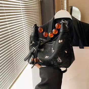 Ручная новая китайская сумка женская модная вышитая сумка для пельменей нишевая простая и универсальная сумка через плечо 22*8*20 серебряный