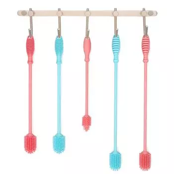 Ручная оптовая продажа силиконовой детской бутылочки для чистки мягкой щетки для детского молока 24cm фиолетовый