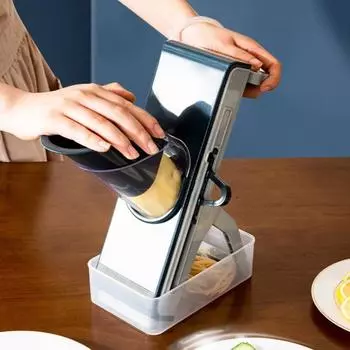 Ручная овощерезка с контейнером, многофункциональная овощерезка для картофеля, огурцов, моркови, лука, кухонный резак и кубик серый