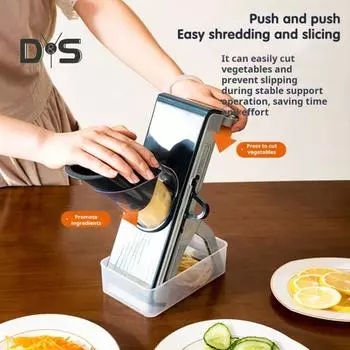 Ручная овощерезка с контейнером, многофункциональная овощерезка для картофеля, огурцов, моркови, лука, кухонный резак и кубик серый