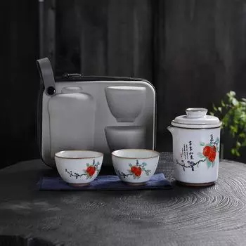 Ручная печь Kuaike чашка Автомобильный портативный дорожный набор для чая кунг-фу Один чайник две чашки Керамика Фарфор Жу Изготовление на заказ