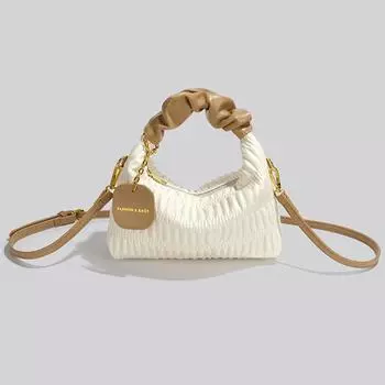 Ручная плиссированная сумка летняя PU новая маленькая квадратная сумка дизайнерская ретро текстура одно плечо сумка через плечо (20cm<Max Length<30cm)