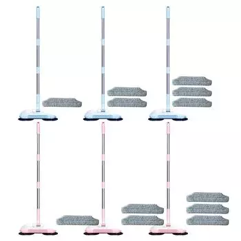 Ручная подметальная машина 2 в 1, машина для влажной и сухой уборки пола двойного назначения, удаление пыли, многофункциональная для всех типов полов 3pcs mops светло-розовый