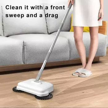 Ручная подметальная машина Многоцелевая складная компактная влажная и сухая уборка Подметальная машина с поворотом на 360 градусов 40 дюймов из нержавеющей стали C белый
