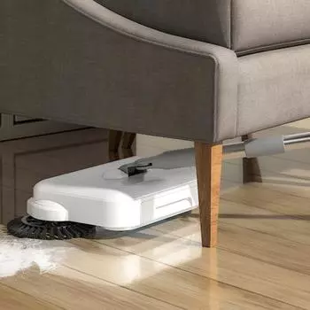 Ручная подметальная машина Многоцелевая складная компактная подметальная машина Влажная сухая уборка Очиститель с поворотом на 360 градусов Регулируемая швабра со штангой из нержавеющей стали 40 дюймов C белый