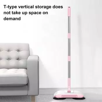 Ручная подметальная машина Yousheng с 1/2/3 концами полотна, длинный стержень, сухая/влажная уборка, шерсть домашних животных, пыль, многофункциональный очиститель пола, подметальная машина для деревянного пола 1pc розовый