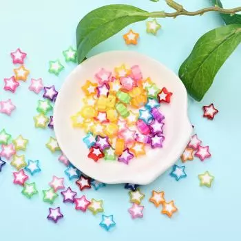 Ручная работа 10 мм ярких цветов 100 шт. бусины в форме сердца и звезды, бусины для DIY, материал ручной работы, аксессуары для изготовления ювелирных изделий, акриловые бусины ручной работы, свободные бусины 100Pcs разноцветный