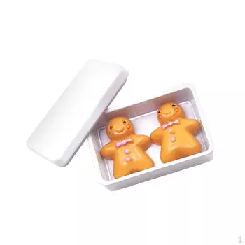 Ручная работа 1:12 кукольных миниатюр, аксессуары, кухонное украшение, белая коробка для печенья с 2 предметами