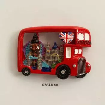 Ручная работа 3D Англия Красный автобус Лондонский глаз Магниты на холодильник Британский городской сувенир Магнитная наклейка на холодильник Домашний декор Подарок