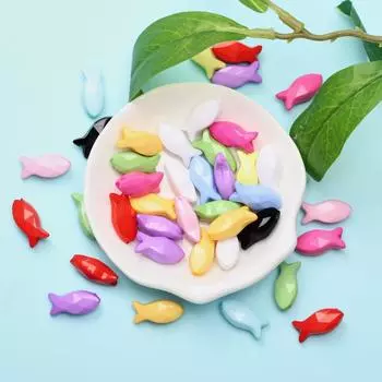 Ручная работа, 40 шт., 8*18 мм, модные аксессуары, блестящие свободные бусины, партия для браслета «сделай сам», ожерелье, акриловая форма рыбы, ручная работа 40Pcs разноцветный