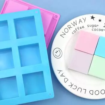 Ручная работа 6 отверстий симпатичная квадратная силиконовая форма для мыла формы для поделок помадка торт выпечка кухонные принадлежности принадлежности для ванной комнаты
