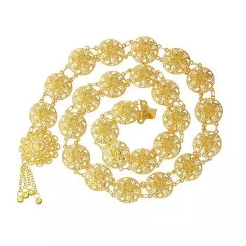 Ручная работа этнический металлический ажурный резной цветочный пояс-цепочка для женщин колокольчик кисточка бохо-заметные поясные цепи