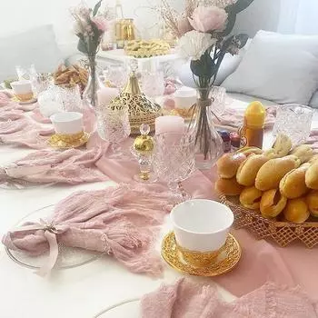 Ручная работа бахрома скатерть марля деревенская прозрачная ткань покрытие стола для богемной свадебной вечеринки рождественские украшения 40X200cm небесно-голубой