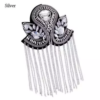 Ручная работа Брошь Длинная Цепочка Аксессуары Одежды Нежная Кисточка Эполет Мужчины Женщины серебряный