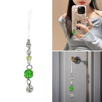Ручная работа цепочка для телефона из бисера Четырехлистный клевер подвеска для мобильного телефона акриловый брелок кулон аксессуар для телефона ключ и сумка синий