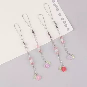 Ручная работа, цепочка для телефона из бисера, окрашенная в виде четырехлистного клевера, подвеска для мобильного телефона, цветной брелок, подвеска, аксессуар для мобильного телефона