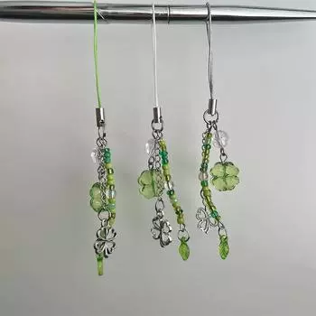 Ручная работа, цепочка для телефона из бисера, счастливый четырехлистный клевер, цепочка для телефона, цветной брелок, подвеска CCD, украшение для мобильного телефона