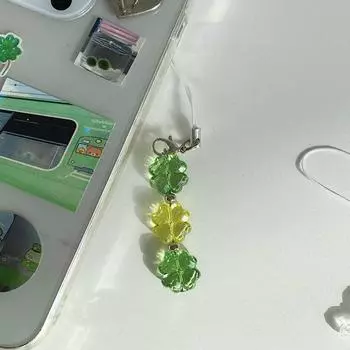 Ручная работа цепочка для телефона из бисера Четырехлистный клевер телефон красочный брелок CCD подвеска для мобильного телефона подвеска аксессуар подвески украшение