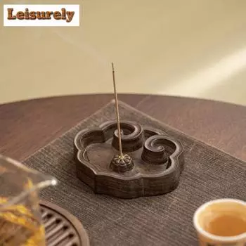 Ручная работа Черный сандал Ruyi благовония вставка ореховая деревянная нить ароматерапевтическая подставка настольная утварь чайная церемония аксессуары