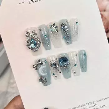 Ручная работа Чистый Носимый Лак Мода Классический Чистый Стиль Изысканный Синий Дизайн Ногтей Искусство XS