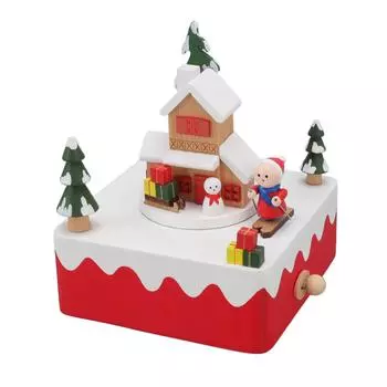 Ручная работа деревянная вращающаяся музыкальная шкатулка игрушка украшение орнамент ремесло рождественский праздничный подарок снеговики на