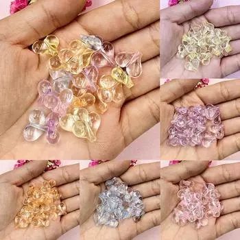 Ручная работа DIY Фурнитура Бисероплетение Браслет-ожерелье Свободные бусины Телефонная цепочка 12,5*14,5 мм для изготовления ювелирных изделий 20 шт. Акриловые прозрачные аксессуары в форме сердца оранжевый