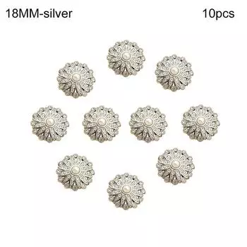 Ручная работа DIY Вышивка Жемчужные Пуговицы для Одежды Швейные Принадлежности Пуговицы для Рубашки Блестящие Стразы silver-10pcs-18MM