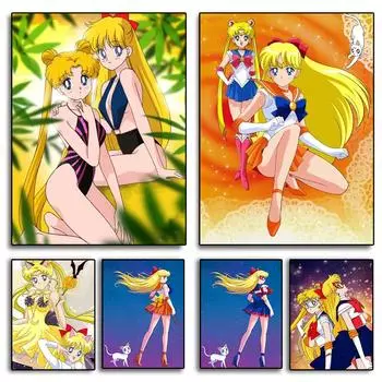 Ручная работа DIY Японская 5D Аниме Алмазная Картина Мультяшная Девушка Полный Круг Квадратная Вышивка Крестом Мозаика Украшение Дома Full Round 20x30CM