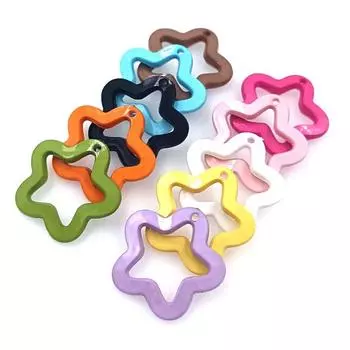 Ручная работа для изготовления ожерелья, сережек, модные подвески в виде пентаграммы, акрил, 10 шт., 30 мм, DIY ювелирный материал, яркие цвета разноцветный