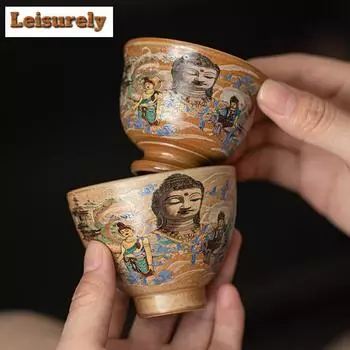 Ручная работа Дуньхуанская культурная чайная чашка ретро-чашка Будды Мастера с высокой ножкой личная специальная чайная кружка бытовая чайная чаша Чачжан чайная утварь