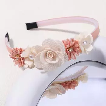 Ручная работа Головной цветок Повязки на голову для девочек Детская повязка для волос Жемчуг Перо Свадьба Принцесса Дети Танцевальная вечеринка Головной убор Аксессуары для новорожденных