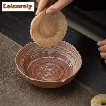 Ручная работа Грубая керамика Tripodia Подставка для горшка Ретро Стол для сухого заваривания Чайный поднос Фруктовая тарелка для закусок Чайная утварь Принадлежности для украшения