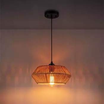 Ручная работа и креативный дизайн плетеный ротанговый потолочный светильник для чайных домиков гостевых домов декоративный пасторальный ретро подвесной светильник NO BULB чёрный