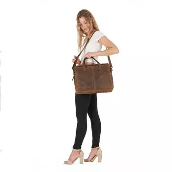 Ручная работа из натуральной кожи в деревенском стиле, кожаная сумка для ноутбука, мужской портфель, сумка через плечо, лучший мужской подарок 17 x 12 x 19 in коричневый