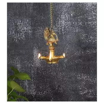 Ручная работа Этнический павлин Дизайн 5 масляных фитилей латунные подвесные Diya, латунные Diyas для украшения, стандартные, упаковка из 1 штуки новые