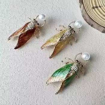Ручная работа, капающие маслом насекомые Yiming Amazing Golden Cicada Кардиган Куртка Брошь Cicada Унисекс Аксессуары Модная булавка