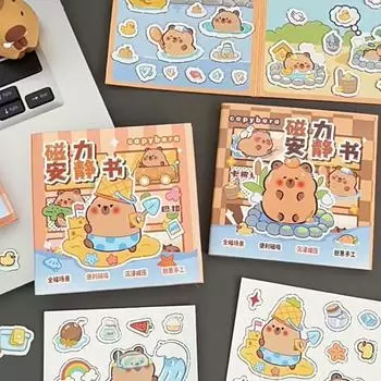 Ручная работа Капибара наклейка Книга Бумага DIY Дети Занятая книга Игрушка Kawaii Магнитная Тихая книга Дети Style A